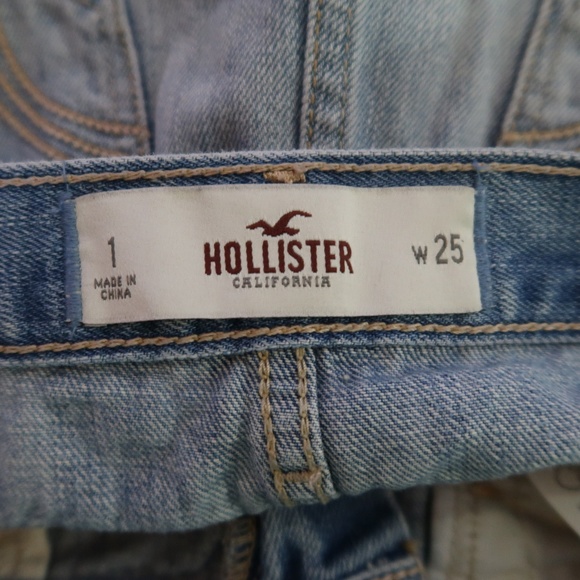 Hollister Embroidered Jean Shorts Distressed Sz 1 - Picture 4 of 5